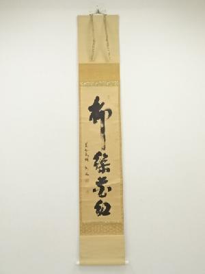 大徳寺　松長剛山筆　「柳緑花紅」一行書　肉筆紙本掛軸（共箱）